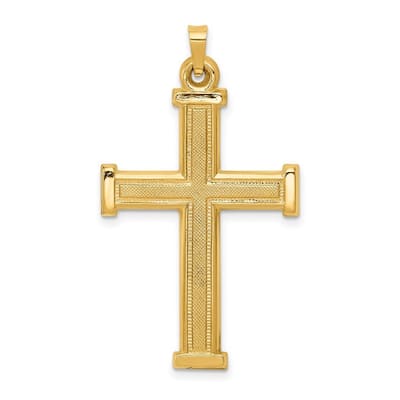 Curata 14k Yellow Gold Polished 18" Hollow Cross Pendant Necklace - 23.2x39.9mm