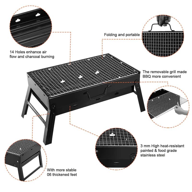 Foldable Smoker Grill Portable Lightweight BBQ Charcoal Grill