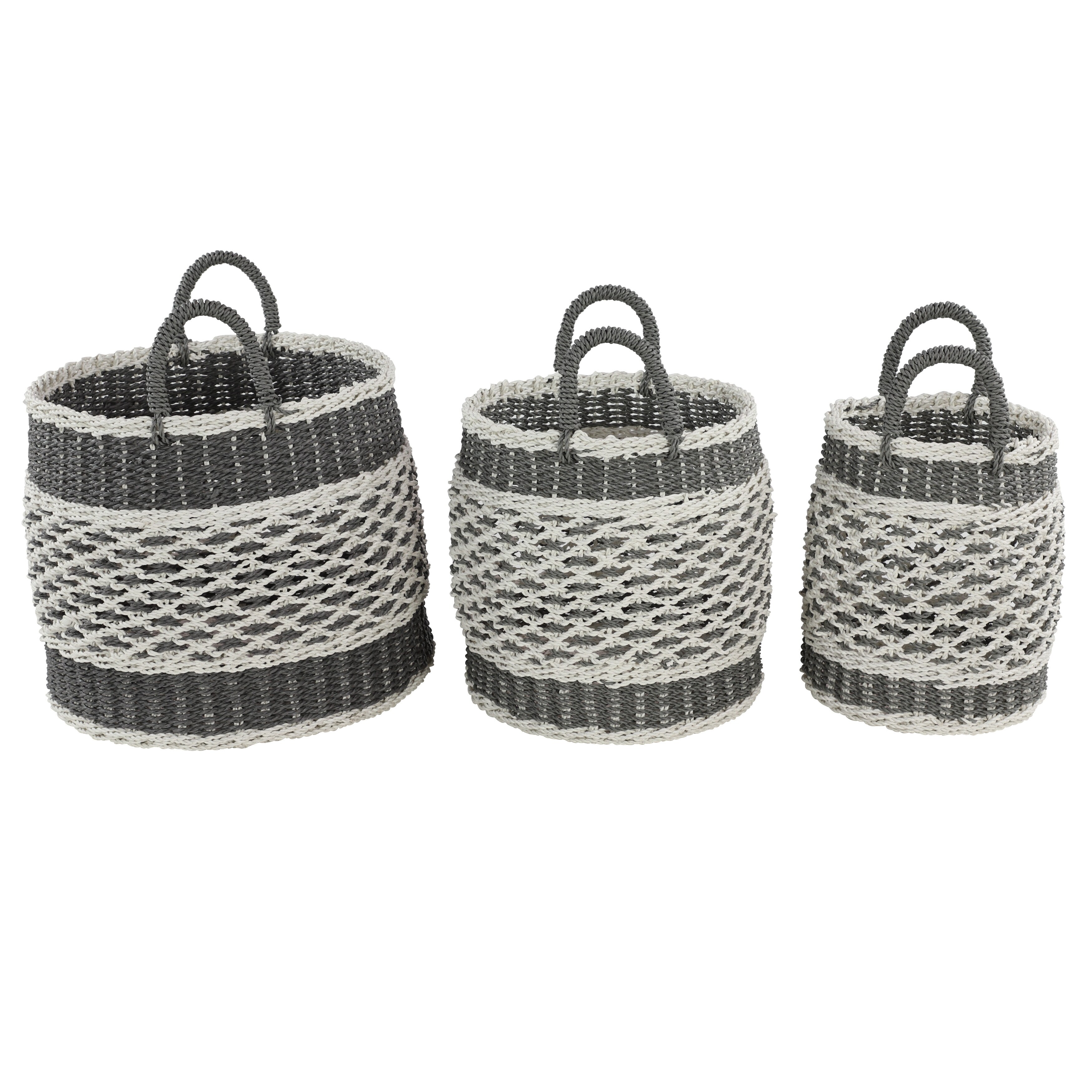 Plastic Boho Storage Basket Set of 3