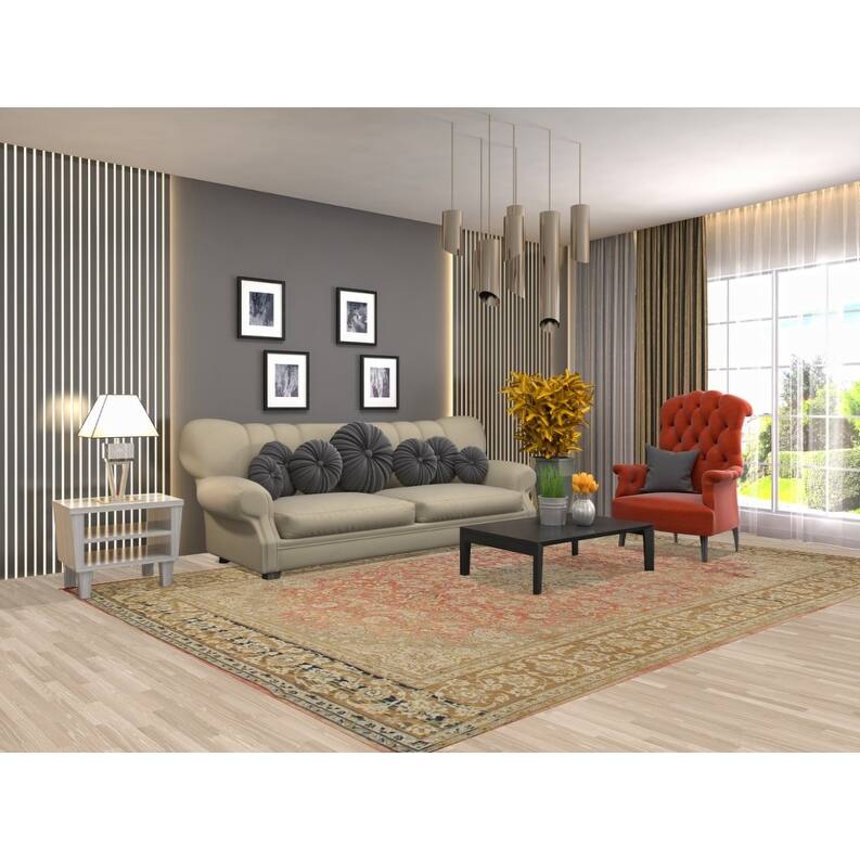 Hand Knotted Oriental 100% Wool Carpet Traditional Floral Red Najafabad Area Rug - 11' 5'' X 7' 9''