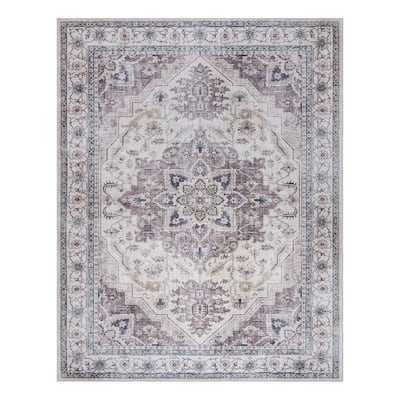 Gertmenian Crystal Print Washable Digital Printed Flat Pile Polyester Slip Resistant Area Rug Collection
