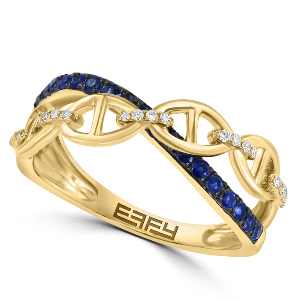 EFFY 14K Gold Diamond Natural Sapphire Ring