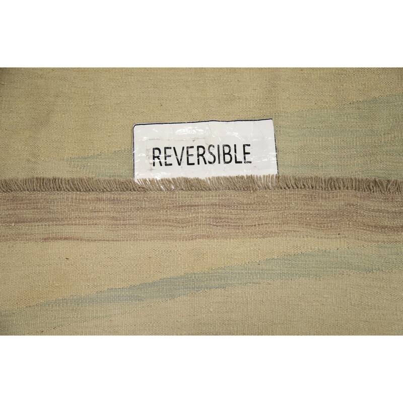 Hand Woven Oriental 100% Wool Carpet Southwestern Modern Beige & Ivories Kilim Area Rug - 11' 9'' X 9' 0''