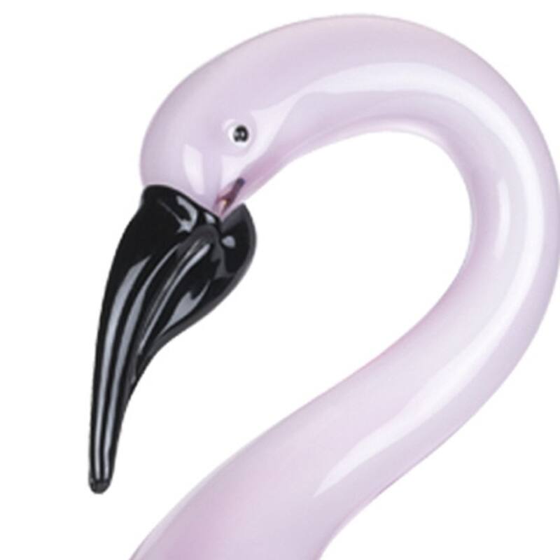 HomeRoots 15" Pink Murano Glass Flamingo Figurine Tabletop Sculpture - 4' X '14.5' X '6