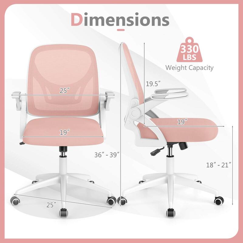 Costway Mesh Office Chair with Lumbar Support & Flip-up Arms Rolling - See Details