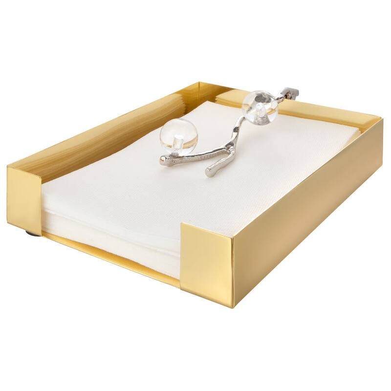 Tissue Holder Silver with Clear Ball - 9"L - Gold/Marble Ball