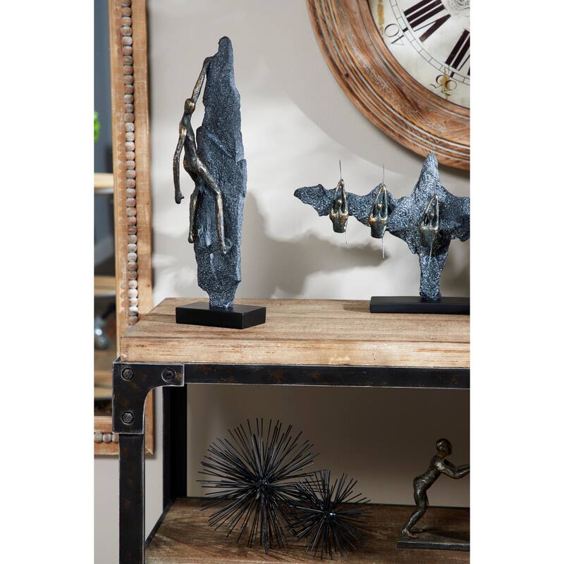 Bronze Polystone Industrial Sculpture People 19 x 6 x 5 - 6 x 5 x 19