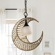 preview thumbnail 1 of 5, Farmhouse Bohemia Single Light Beaded Crescent Moon Pendant Light - 15-in W 15-in W