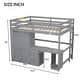 Full Size Kids Loft Bed with Desk and Wardrobe, Wood Loft Bed Frame with 3 Storage Drawers and Cabinet for Kids Teens, Gray