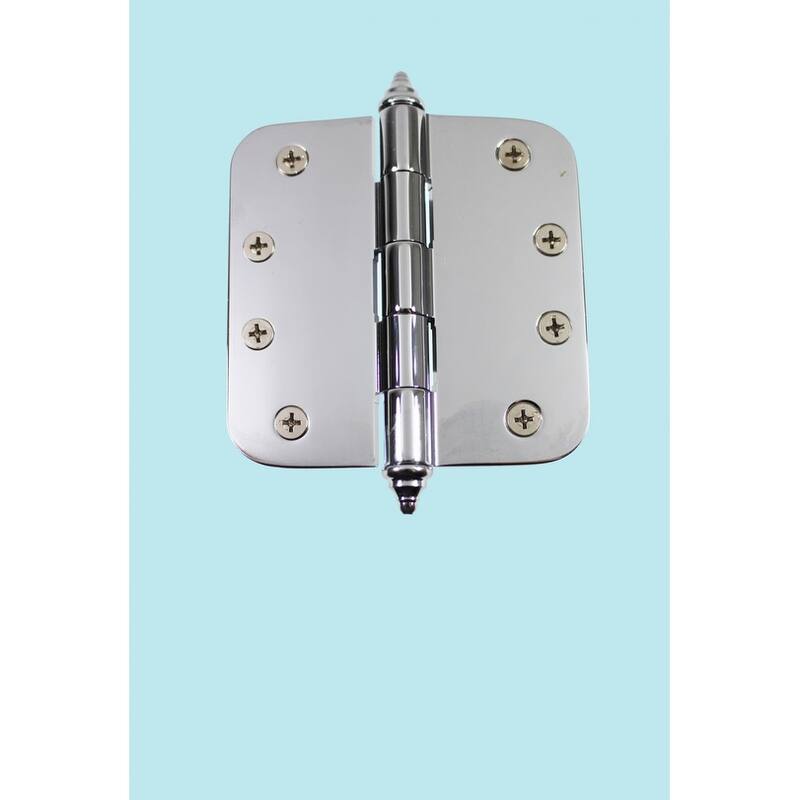 Chrome Plated Brass Cabinet Door Hinge 4 in with Removable Stainless Steel Radius Decor Tip Pins and Hardware Renovators Supply