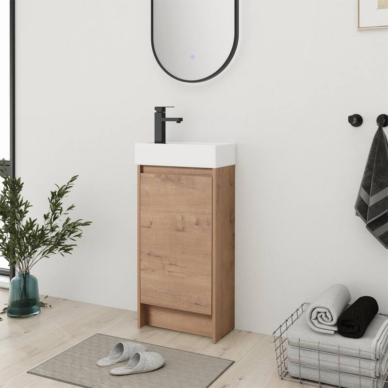 Bathroom Vanity With Sink In 16/18 Inch, Freestanding Bathroom Vanity With Soft Close Door
