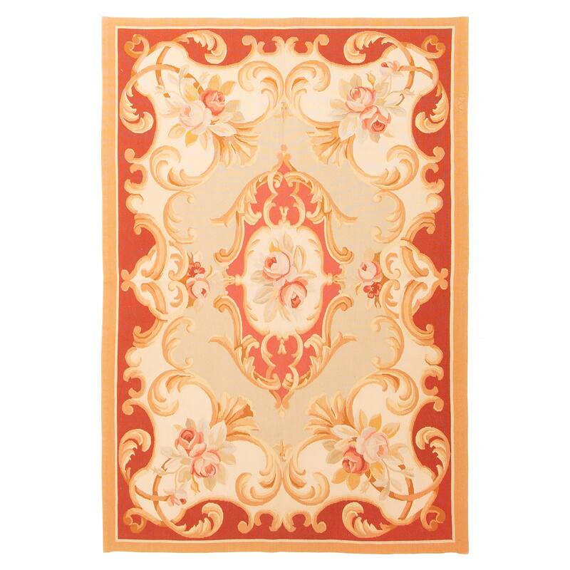 ECARPETGALLERY Flat-Weave Dynasty Light Khaki Wool Tapestry Kilim - 3'10 x 6'0 - Light Khaki - 3'10 x 6'0