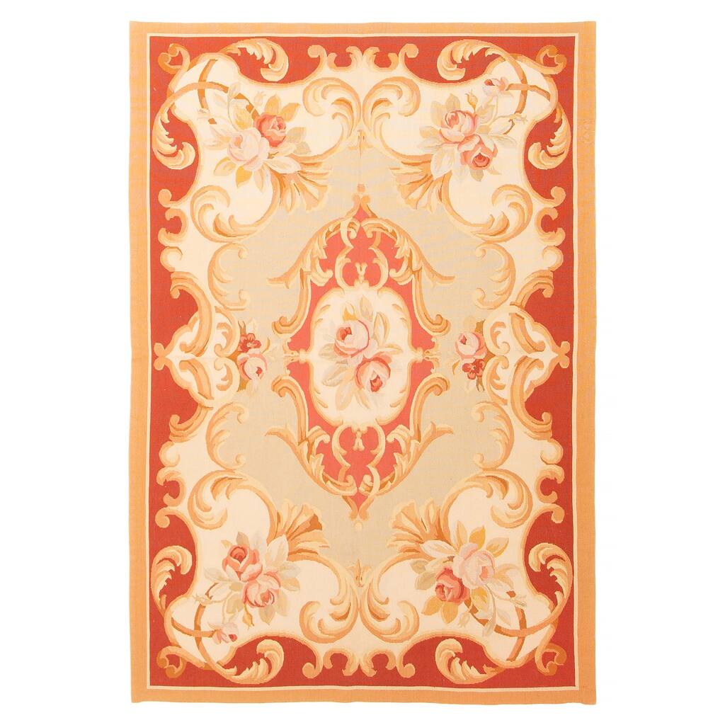ECARPETGALLERY Flat-Weave Dynasty Light Khaki Wool Tapestry Kilim - 3'10 x 6'0
