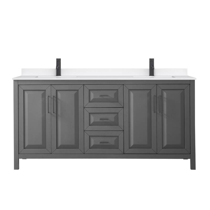 Daria 72-inch Double Vanity, Single Hole Quartz Top