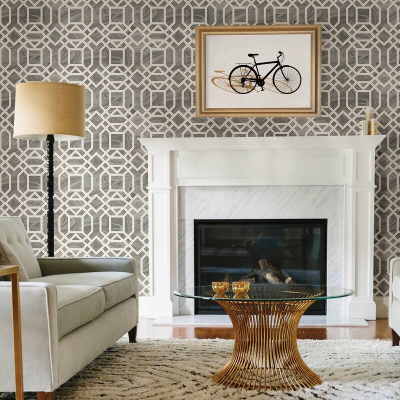 A-Street Prints Daphne Grey Trellis Wallpaper