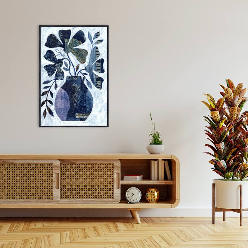 Indigo Blue Still Life No 2 by Susan Black Framed Canvas Wall Art Print