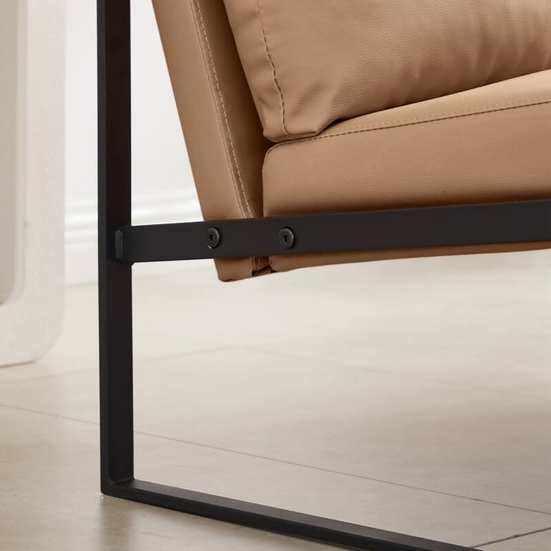 PVC leather accent arm chair with Extra thick padded backrest and seat cushion sofa chairs