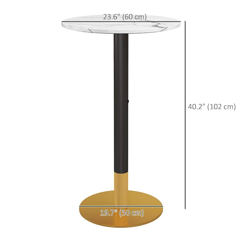 Bar Table with Round Faux-marbled Top for Home Bar