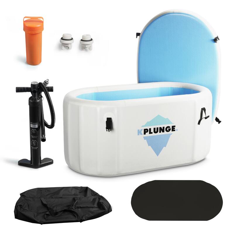 Kodiak 1-Person Inflatable Cold Plunge Ice Bath Tub/Hot Tub with PVC Insulated Lid, Hand Pump, and Repair Kit in Gray - Grey