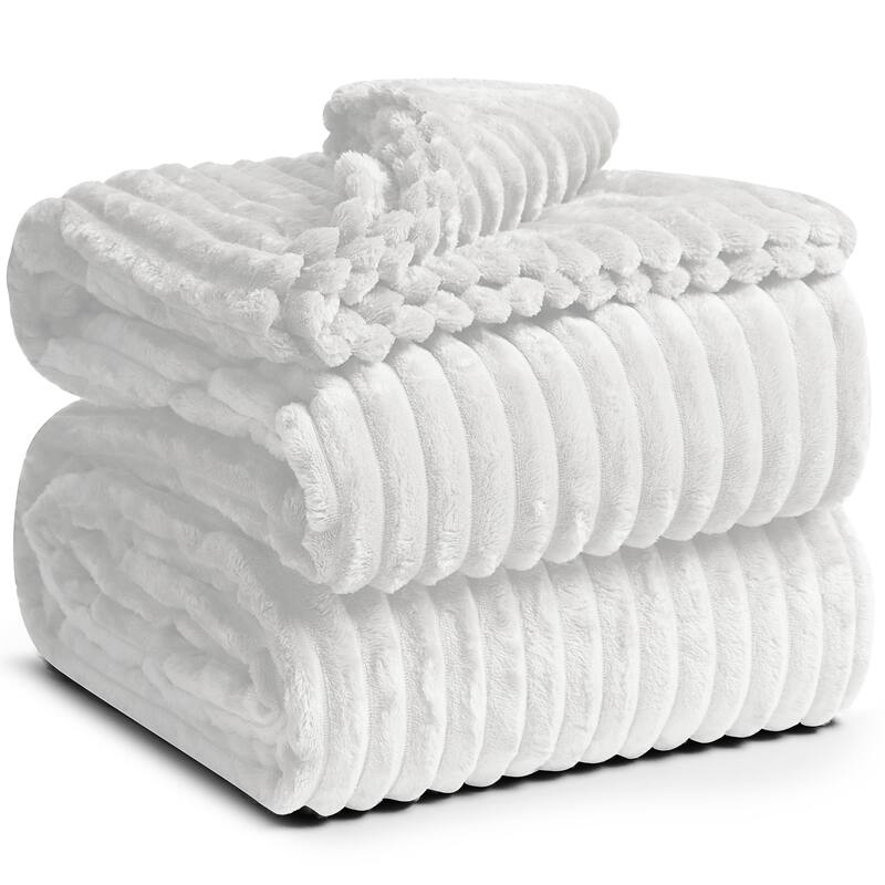 Nestl Cut Plush Fleece Throw Blanket - Lightweight Super Soft Fuzzy Luxury Bed Blanket for Bed