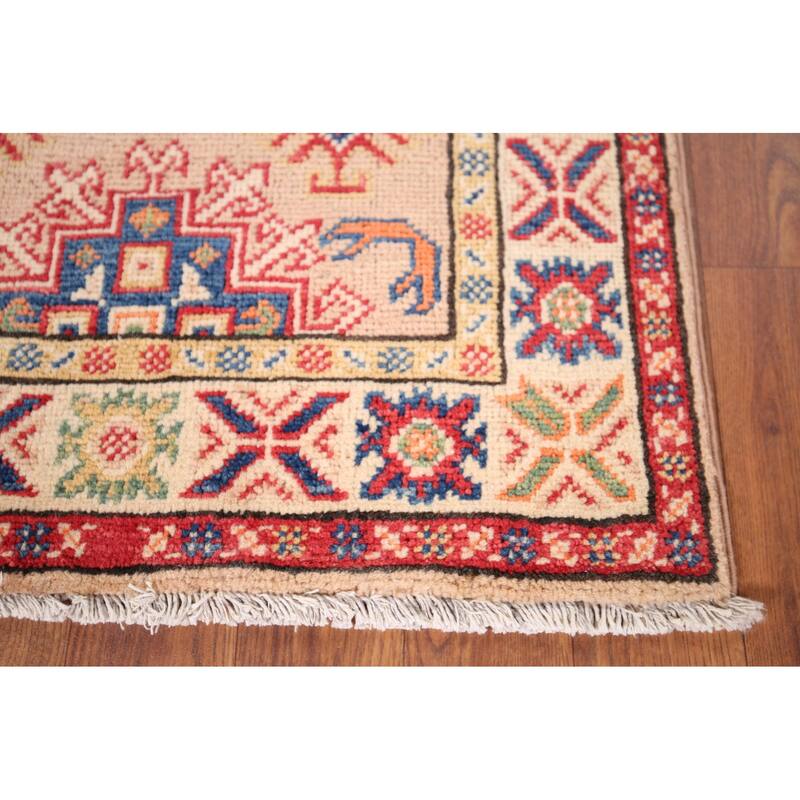 Kazak Accent Rug Hand-Knotted Traditional / Geometric Wool Carpet - 2'0" x 3'2"