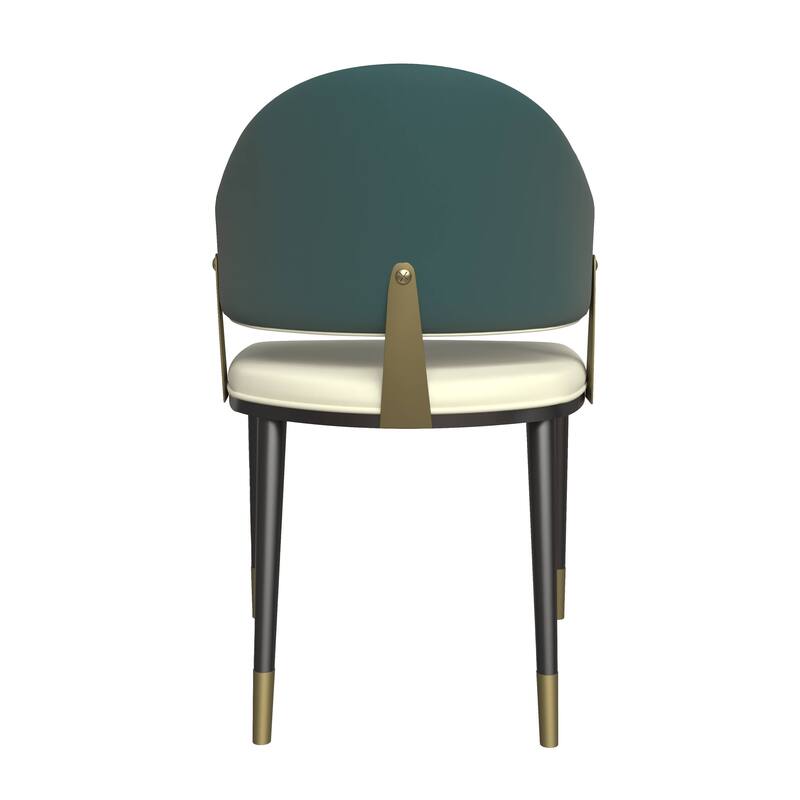 Leather Dining Chair in Iron Set of 2 with Gold Accents Design Modern Ergonomic Side Arm Chair
