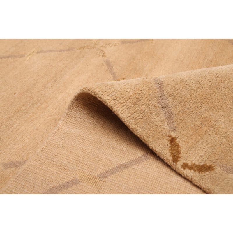 ECARPETGALLERY Hand-knotted Opulence Light Khaki Silk, Wool Rug - 3'4 x 4'8