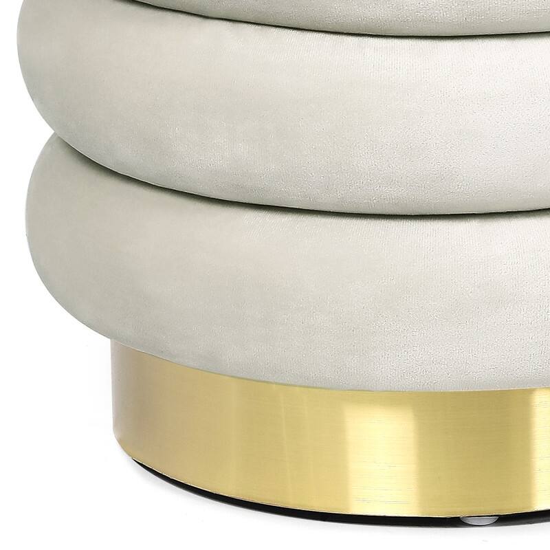 Adeco Velvet Round Storage Ottoman Side Table with Comfortable Seating