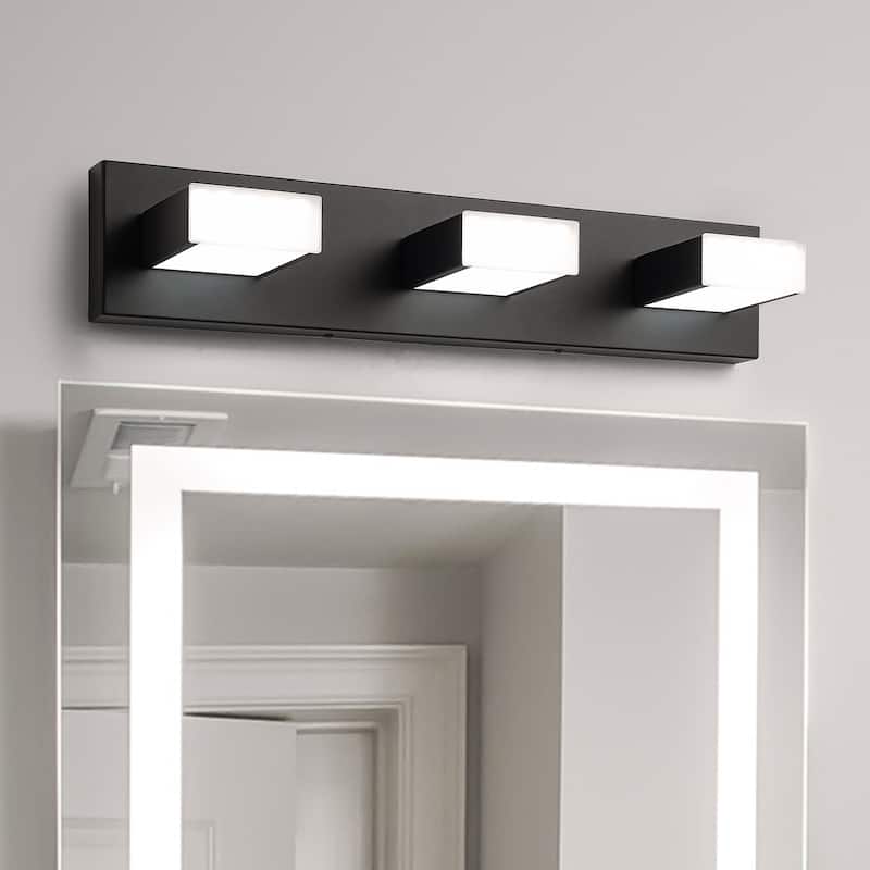 Modern 3/4/5-Light Black Integrated LED Bathroom Vanity Light Dimmable Wall Sconce for 350°Rotatable