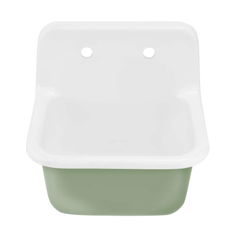 Loire 22" Cast Iron Rectangle Wall-Mounted Sink In Glossy Sage - 22