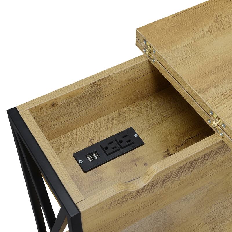 Carbon Loft Ehrlich Flip-top End Table with Charging Station