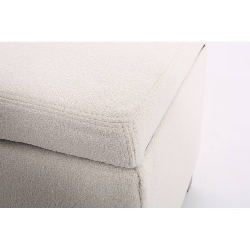 White Modern Tufted Top Upholstered Storage Bench