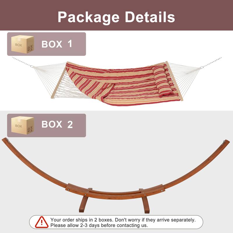 Rope Hammock with 13.5ft Wooden Stand and Removable Pad