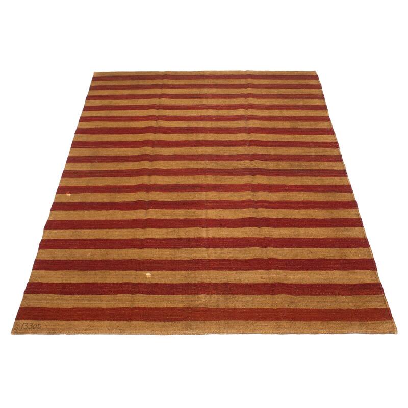 ECARPETGALLERY Flat-Weave Boho Brown, Red Wool Kilim - 6'5 x 9'4