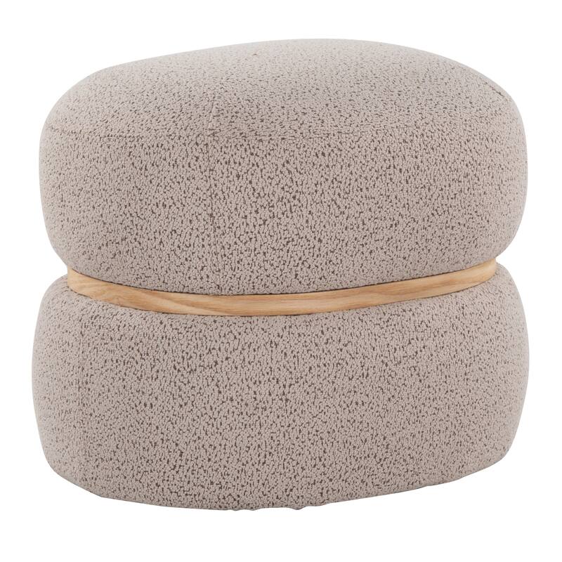Cinch Contemporary Pouf Ottoman in Fabric and Natural Wood by LumiSource