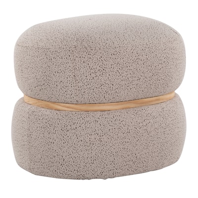 Cinch Contemporary Pouf Ottoman in Fabric and Natural Wood by LumiSource