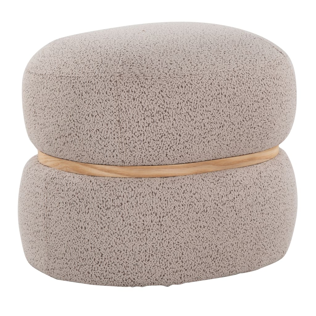 Cinch Contemporary Pouf Ottoman in Fabric and Natural Wood by LumiSource