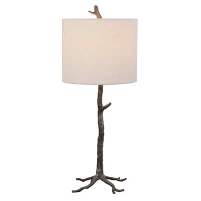 Dark Gunmetal Cast Iron Tree Branch Table Lamp by Osvaldo Mendoza