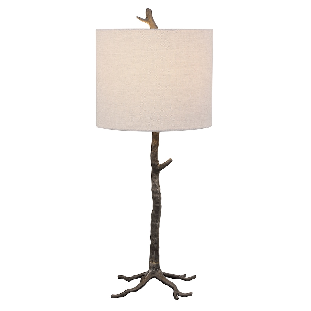 Dark Gunmetal Cast Iron Tree Branch Table Lamp by Osvaldo Mendoza