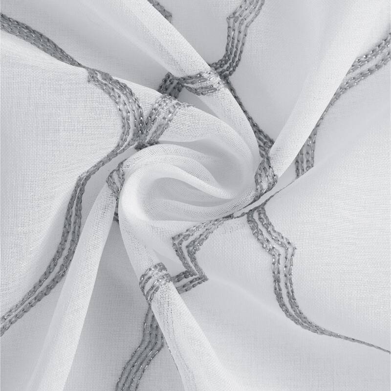 Dainty Home Springfield 3D Embroidered Lurex Grommet Single Panel Extra Wide Curtains - 54" x 84"