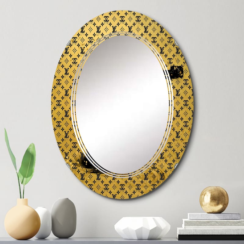 Designart 'Gold Designer Pistol II' Printed Fashion Gun Wall Mirror - 20in.x30in.