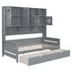 preview thumbnail 8 of 16, Modern Twin Size Wooden Daybed with 2 Drawers, and All-in-One Cabinet and Shelf,Grey