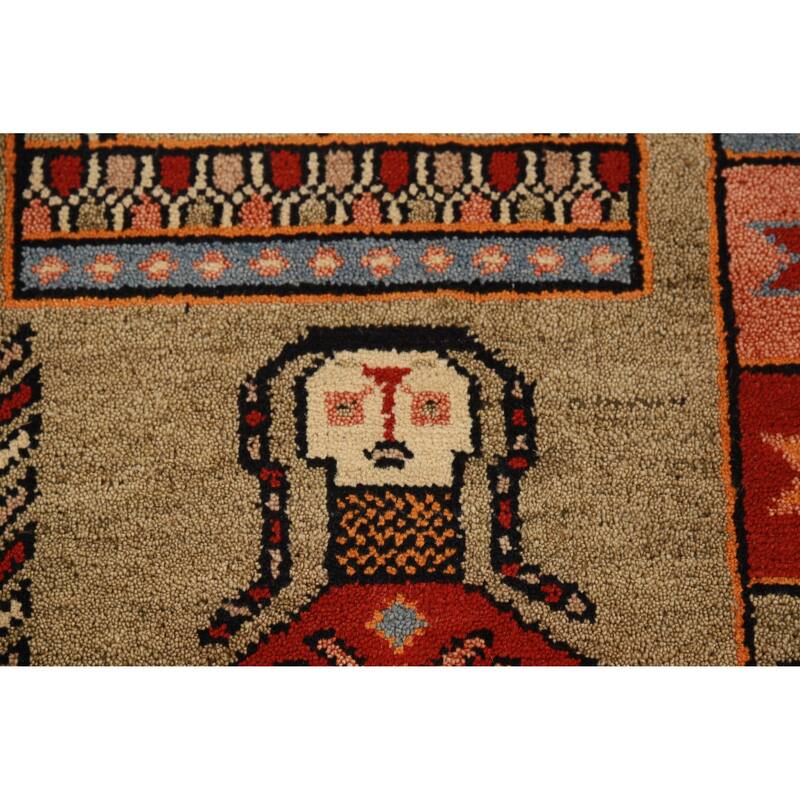 Hand Knotted Oriental 100% Wool Carpet Traditional Tribal Yellow & Gold Heriz (serapi) Runner Rug - 9' 10'' X 4' 1''