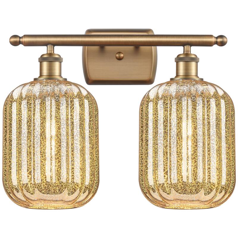 Innovations Lighting Endless Possibilities Ballston - Preston - 2 Light 17" Jar Shade Bath Vanity Light - Mercury/Brushed Brass