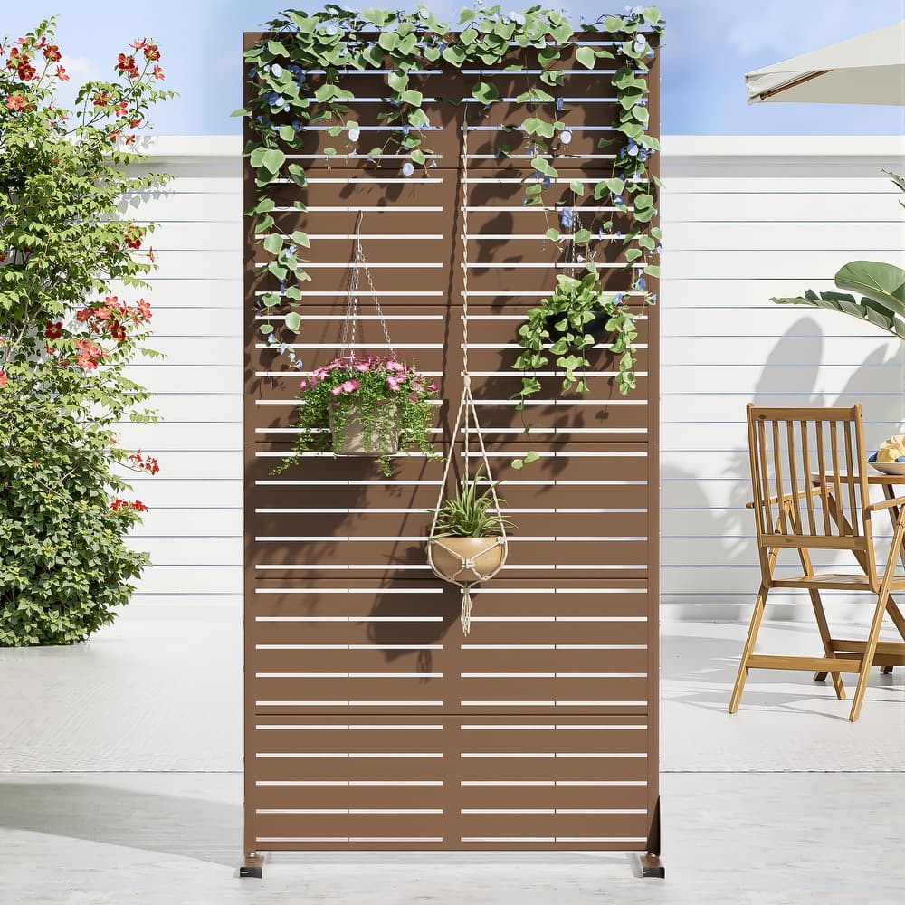 72in Dovelina Outdoor Freestanding Metal Privacy Screen Decorative Garden Fence