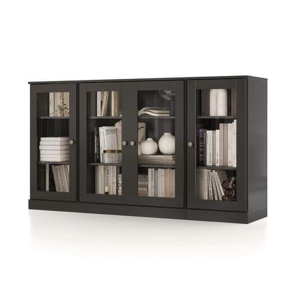Palace Imports 100% Solid Wood 65" Sideboard with Clear Glass Doors and Adjustable Shelves
