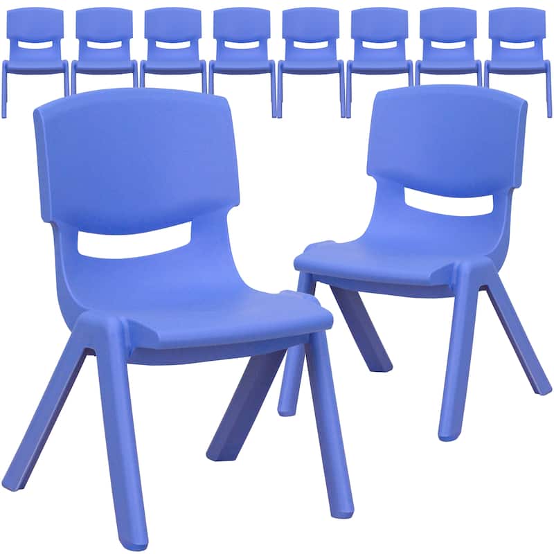 10PK Plastic Stackable Preschool Chair, 10.5" Seat Height - 14"D x 12.5"W x 20"H