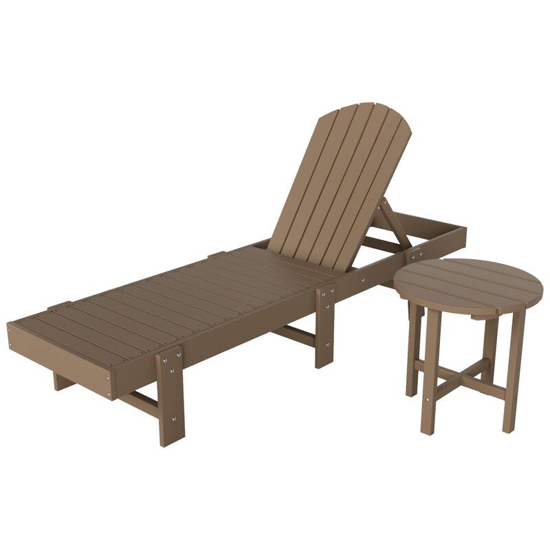 Polytrends Altura Poly Eco-Friendly All Weather Reclining Chaise Lounge with Arms & Side Table (2 Piece Set)