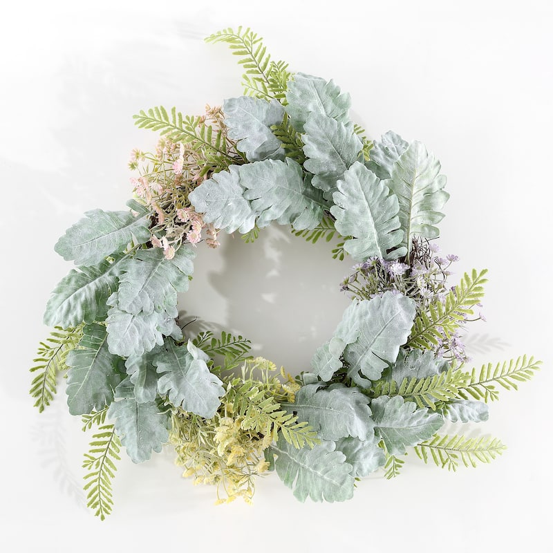 SAFAVIEH Teena Faux 21-inch Chrysanthemum & Dusty Miller Wreath