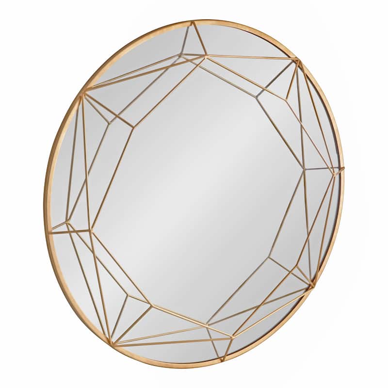 Kate and Laurel Keyleigh Round Metal Framed Wall Mirror - 30" Diameter - Gold